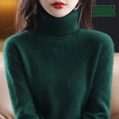 Women's Black Roll Neck Jumper – Cozy Knitted Sweater for Fall Fashion