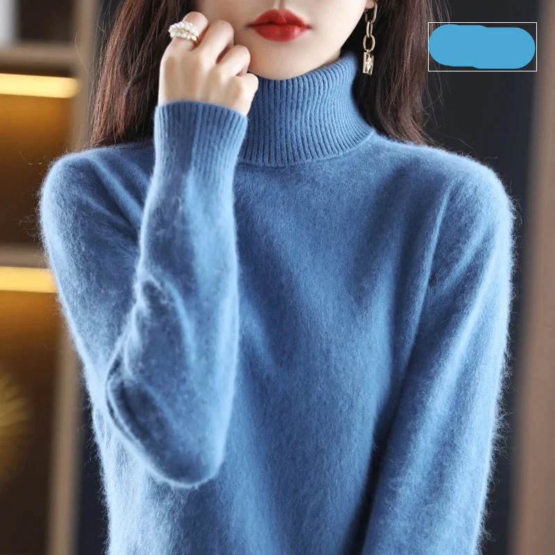 Women's Black Roll Neck Jumper – Cozy Knitted Sweater for Fall Fashion