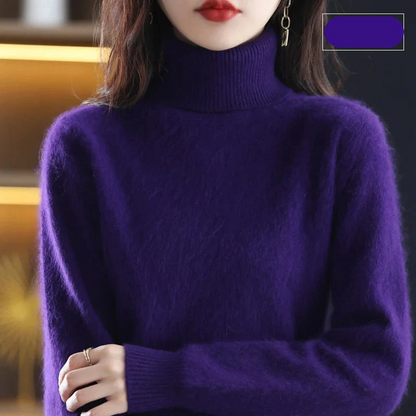 Women's Black Roll Neck Jumper – Cozy Knitted Sweater for Fall Fashion