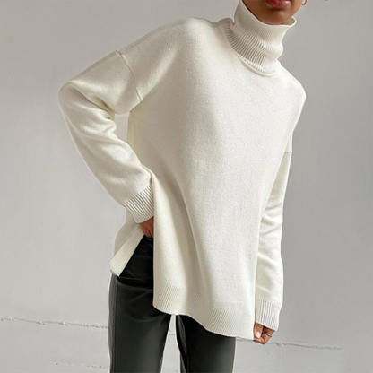 Women's Black Roll Neck Jumper – Knitted Sweater for Casual and Chic Wear