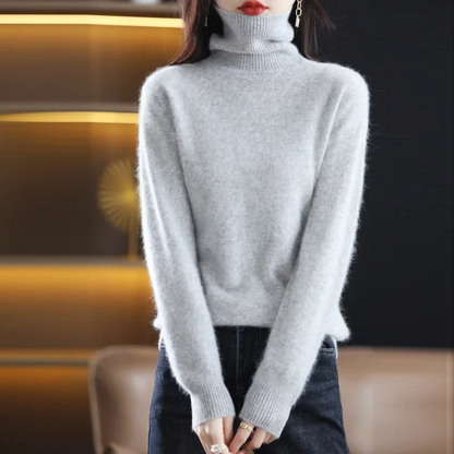 Women's Black Roll Neck Jumper – Cozy Knitted Sweater for Fall Fashion