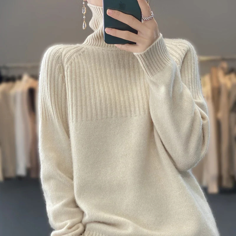 Knit Roll Neck Jumper for Women – Black Cozy Sweater for Winter Fashion