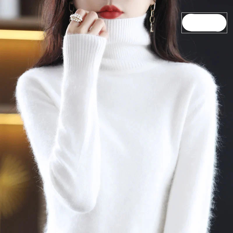 Women's Black Roll Neck Jumper – Cozy Knitted Sweater for Fall Fashion