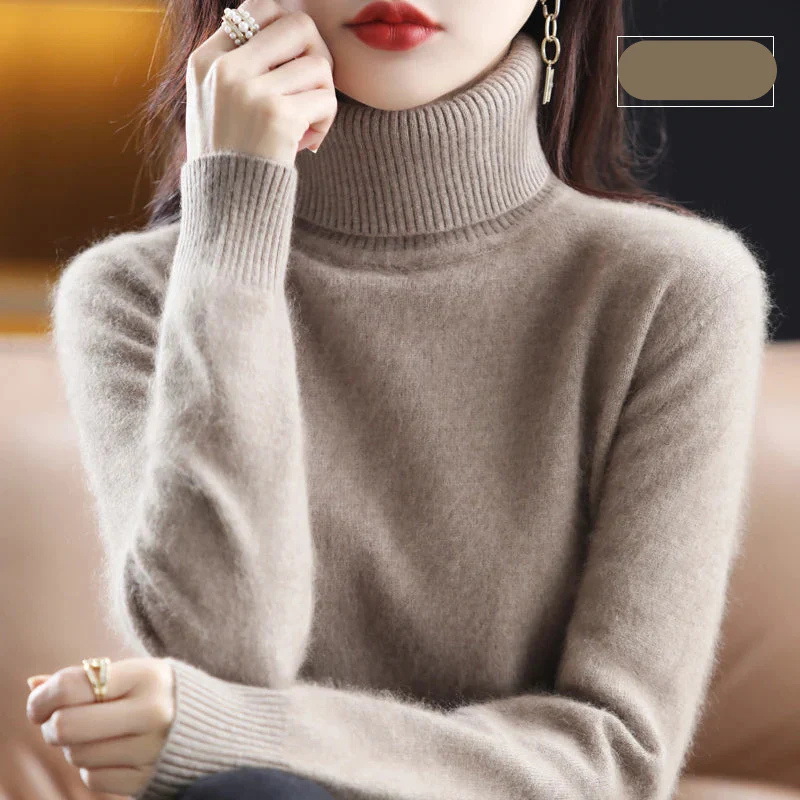 Women's Black Roll Neck Jumper – Cozy Knitted Sweater for Fall Fashion