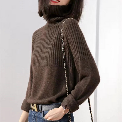 Knit Roll Neck Jumper for Women – Black Cozy Sweater for Winter Fashion