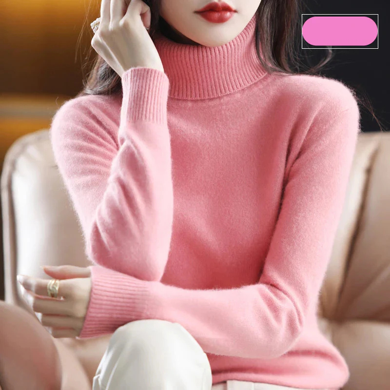 Women's Black Roll Neck Jumper – Cozy Knitted Sweater for Fall Fashion