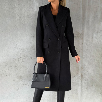 Women's Black Trench Coat – Long Stylish Jacket for Fall and Winter Fashion