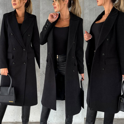 Women's Black Trench Coat – Long Stylish Jacket for Fall and Winter Fashion