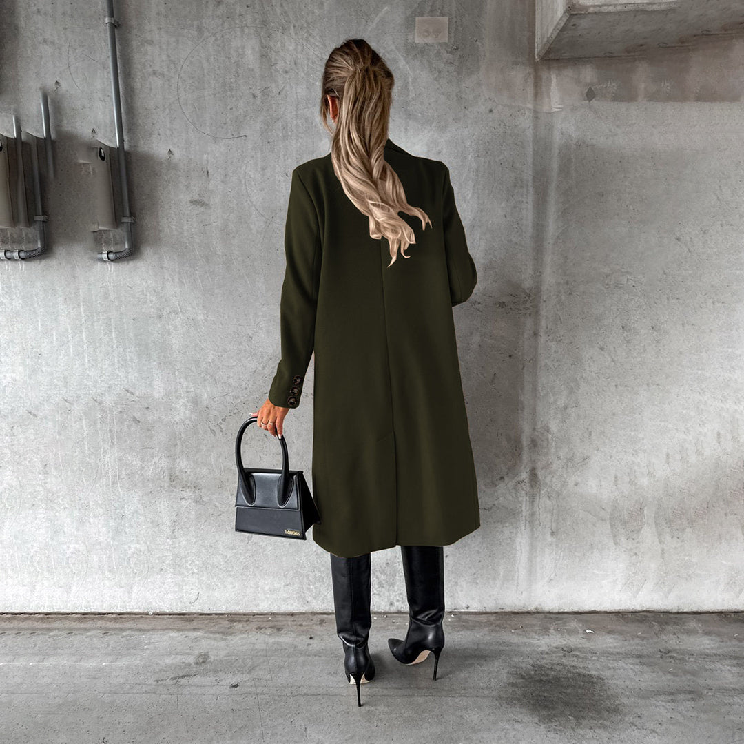 Women's Black Trench Coat – Long Stylish Jacket for Fall and Winter Fashion