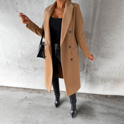 Women's Black Trench Coat – Long Stylish Jacket for Fall and Winter Fashion