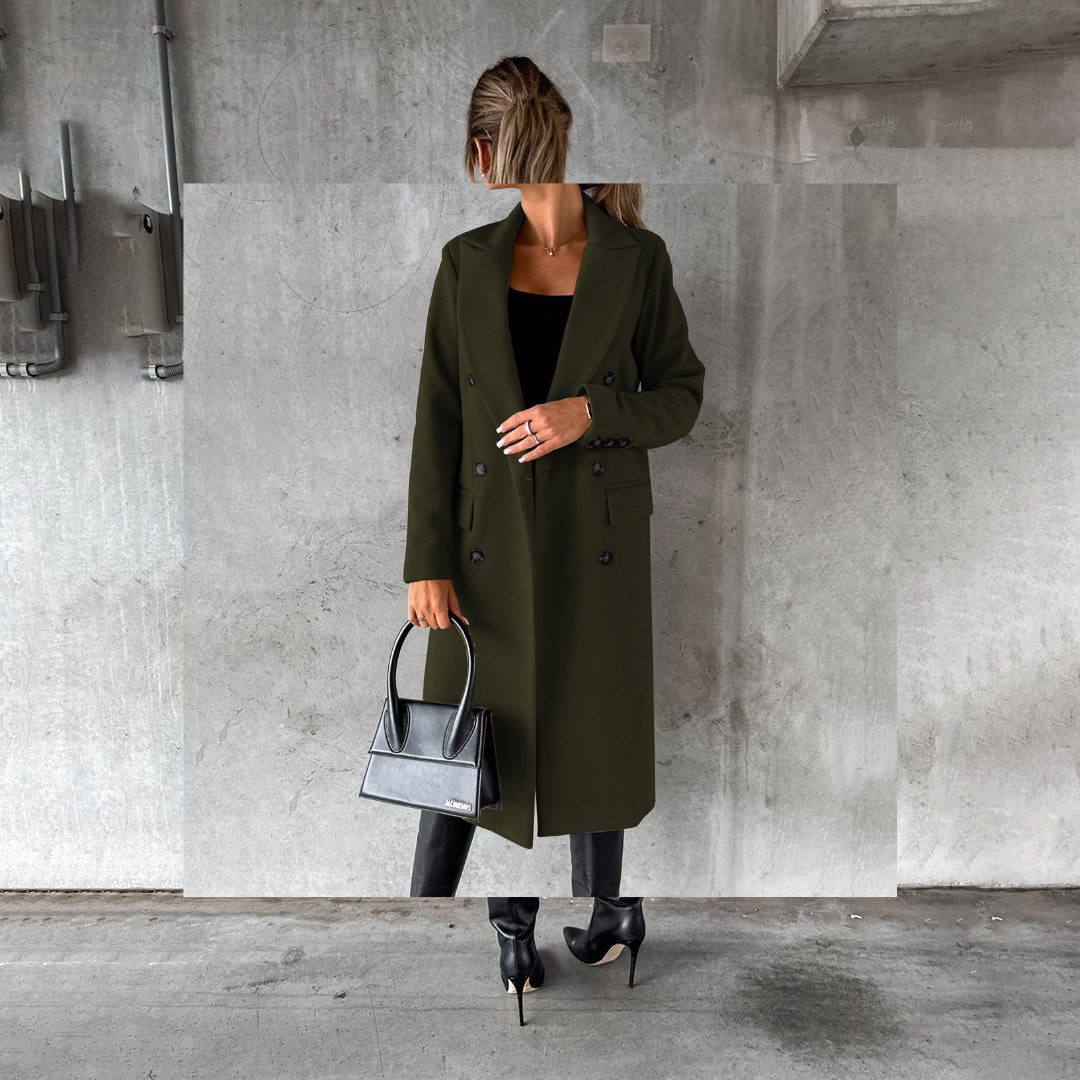 Women's Black Trench Coat – Long Stylish Jacket for Fall and Winter Fashion