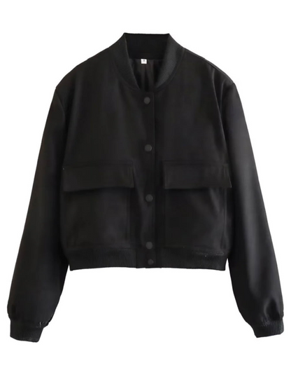 Women's Black Bomber Jacket – Elegant Stylish Outerwear for Casual Wear