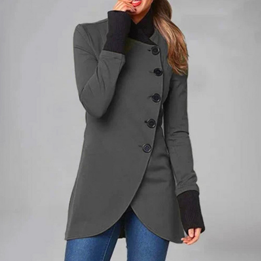 Women's Long Black Coat – Stylish Overcoat for Winter Fashion & Warmth