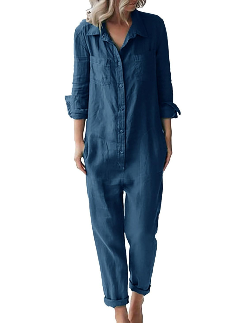 Summer Jumpsuit Women – Stylish Blue Playsuit for Casual and Beach Wear