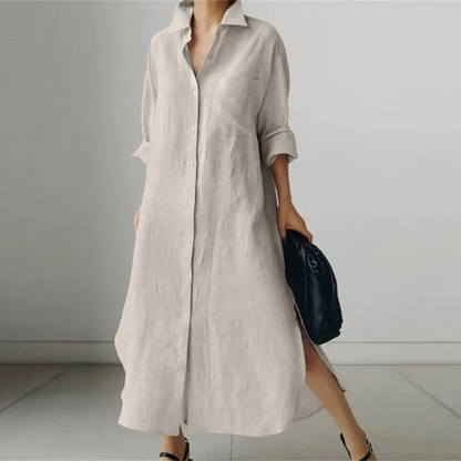 Maxi Summer Shirt Dress – Elegant Casual Dress for Women in Lightweight Fabric