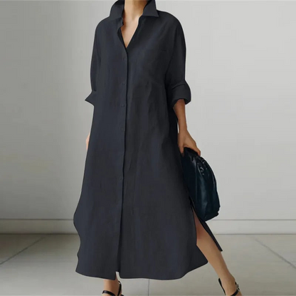 Maxi Summer Shirt Dress – Elegant Casual Dress for Women in Lightweight Fabric