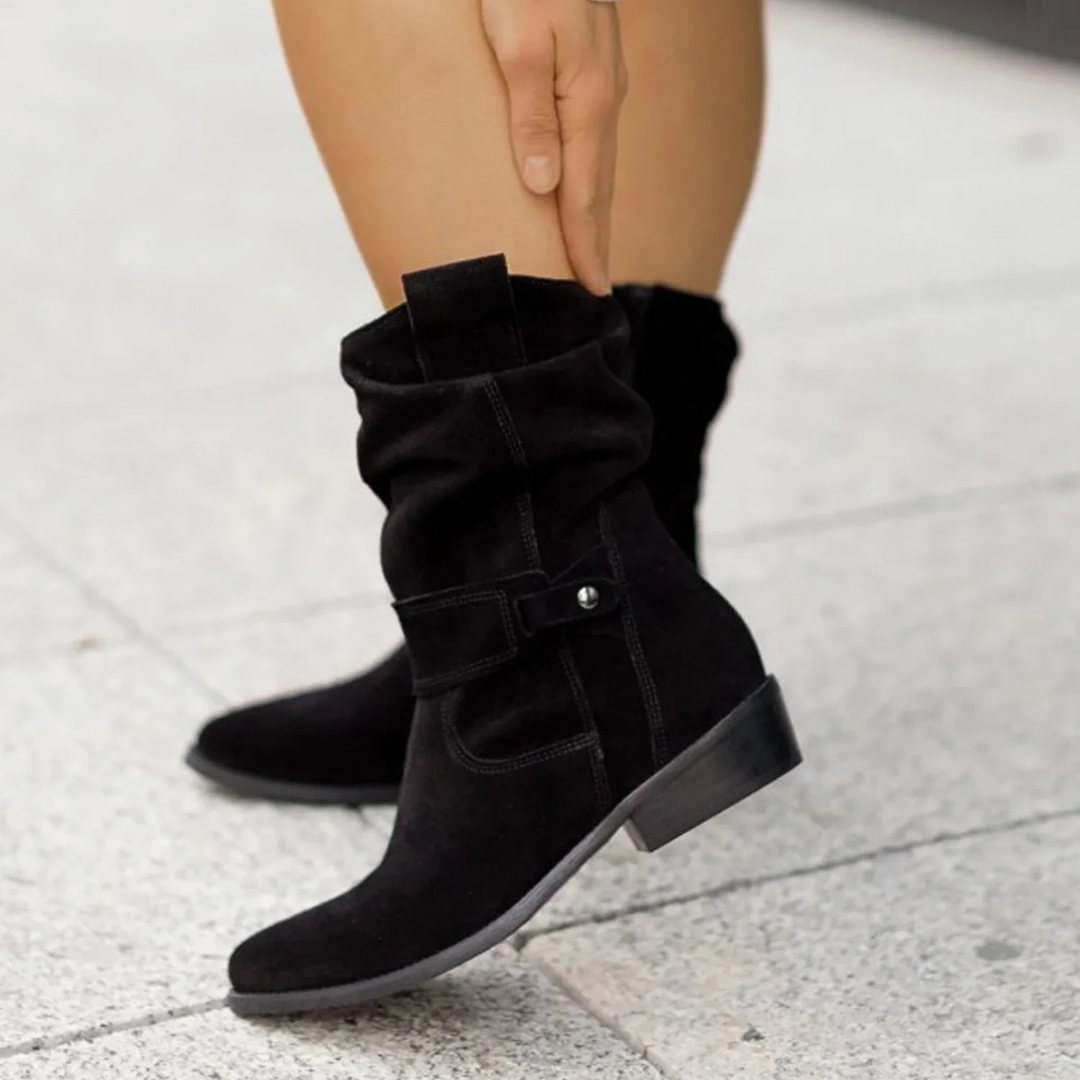 Women's Ankle Boots with Heel – Stylish Black Leather Booties for Everyday Wear