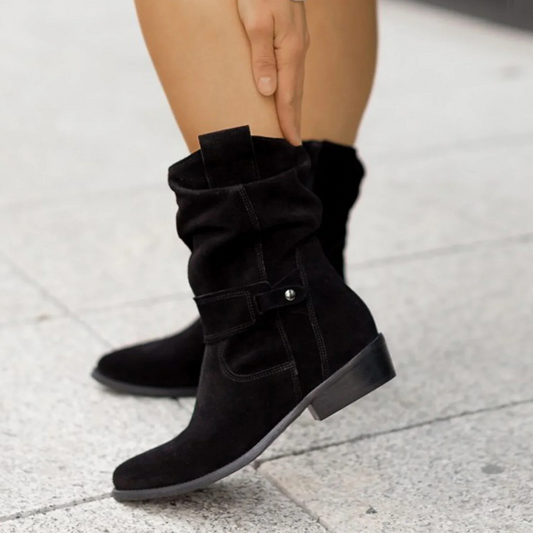 Women's Ankle Boots with Heel – Stylish Black Leather Booties for Everyday Wear