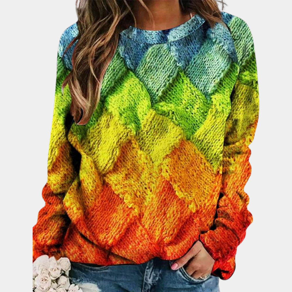 Women's Knitted Sweater – Eye-catching Cozy Knitwear for Fall Fashion