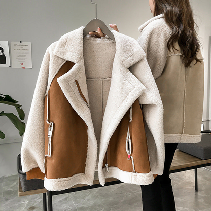 Teddy Jacket Women – Stylish Beige Fleece Coat for Casual Wear and Winter