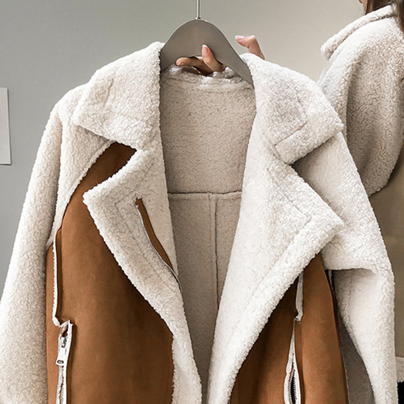 Teddy Jacket Women – Stylish Beige Fleece Coat for Casual Wear and Winter