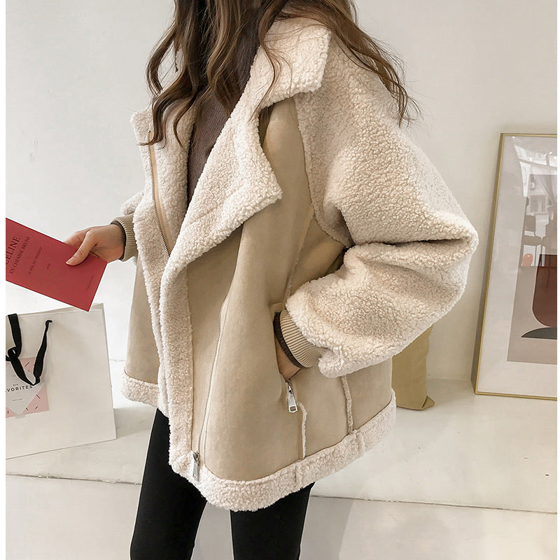 Teddy Jacket Women – Stylish Beige Fleece Coat for Casual Wear and Winter