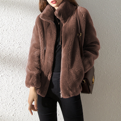 Teddy Jacket for Women – Cozy Stand-up Collar Outerwear for Winter Fashion