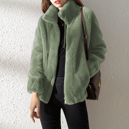 Teddy Jacket for Women – Cozy Stand-up Collar Outerwear for Winter Fashion