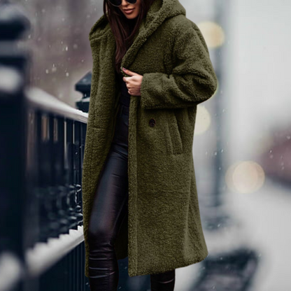 Women's Teddy Jacket Long – Cozy Fleece Outerwear for Winter Fashion