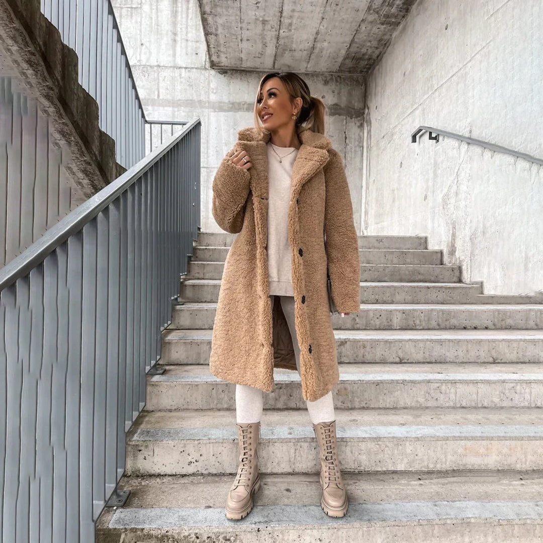 Teddy Jacket Women – Long Plush Coat for Stylish Winter Fashion