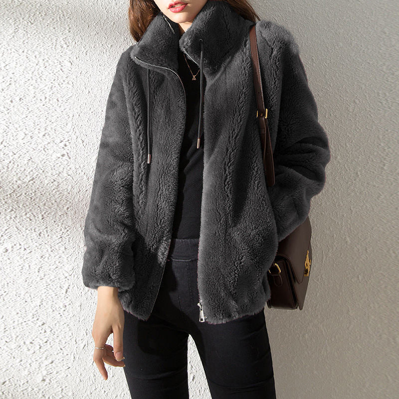 Teddy Jacket for Women – Cozy Stand-up Collar Outerwear for Winter Fashion