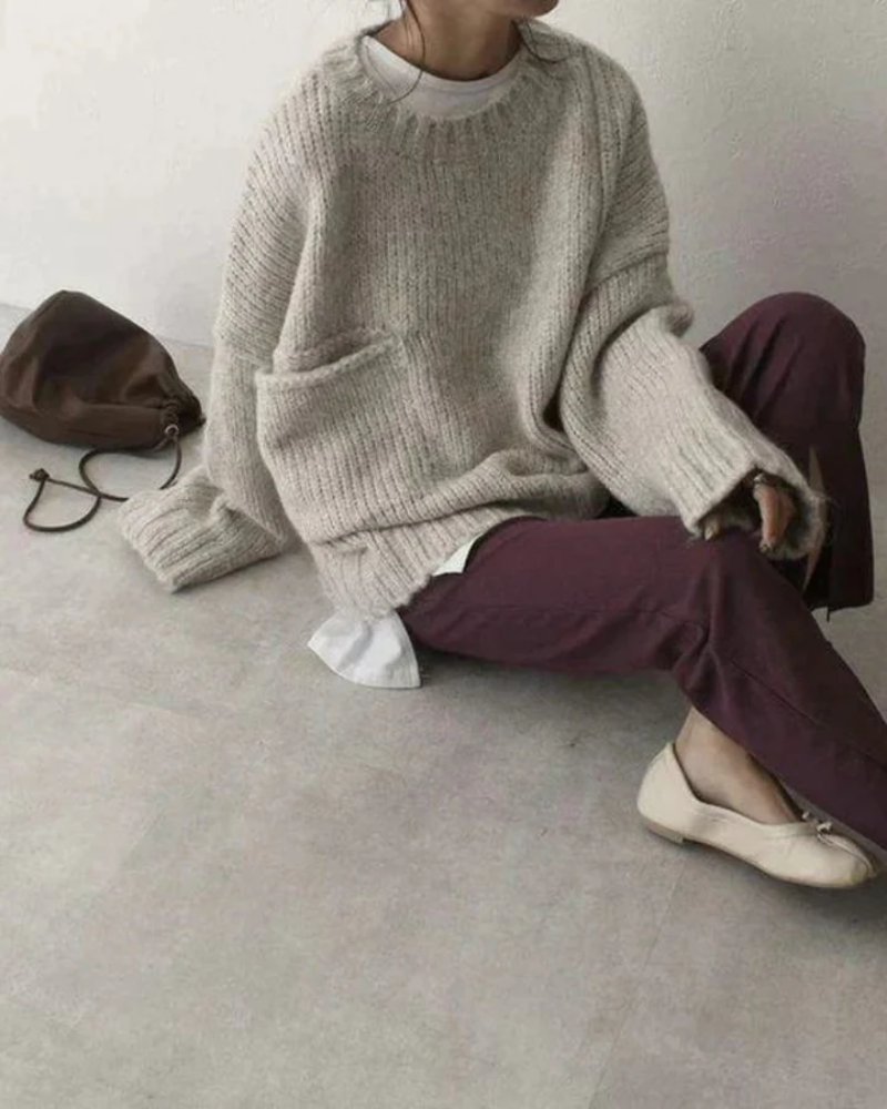 Women's Oversized Knit Jumper – Cozy Long Sweater for Casual Wear