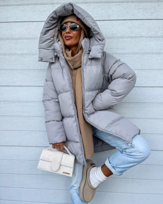 Women's Winter Down Jacket – Long Quilted Coat for Cold Weather Fashion