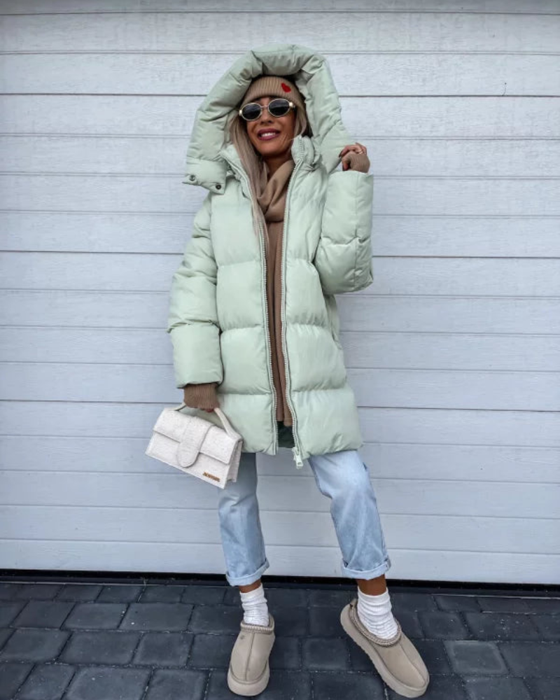 Women's Winter Down Jacket – Long Quilted Coat for Cold Weather Fashion