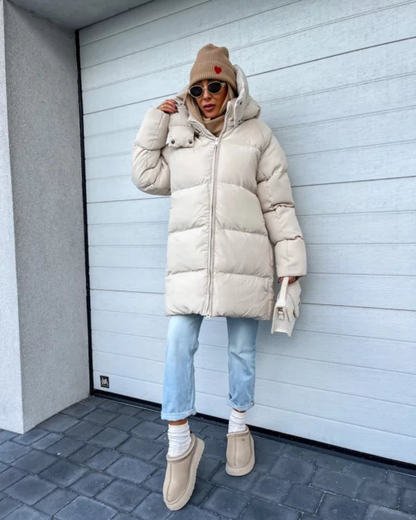 Women's Winter Down Jacket – Long Quilted Coat for Cold Weather Fashion