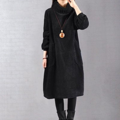 Winter Midi Dress Long Sleeve – Elegant Warm Dress for Women’s Casual Wear