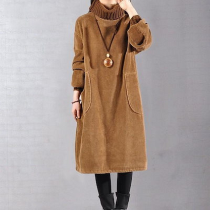 Winter Midi Dress Long Sleeve – Elegant Warm Dress for Women’s Casual Wear