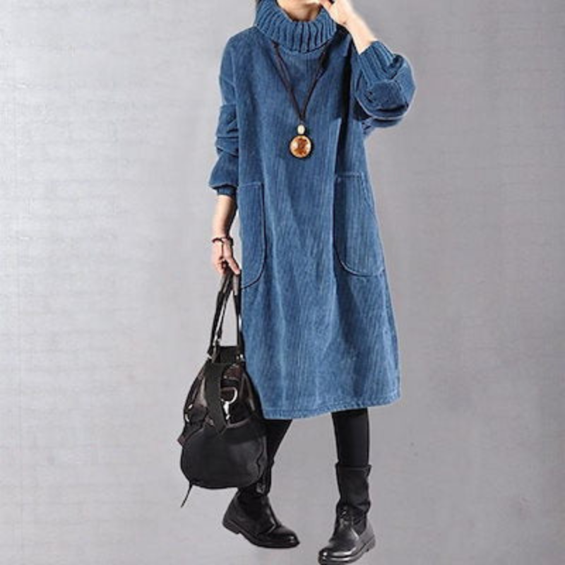 Winter Midi Dress Long Sleeve – Elegant Warm Dress for Women’s Casual Wear