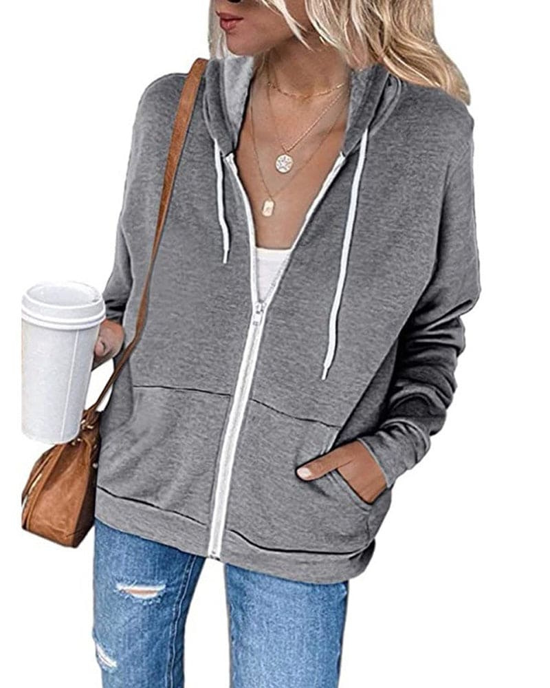 Women's Zip Hoodie Black – Stylish Casual Jacket for Everyday Wear