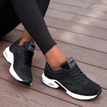 Women's Fitness Sports Shoes – Lightweight Black Sneakers for Gym & Running