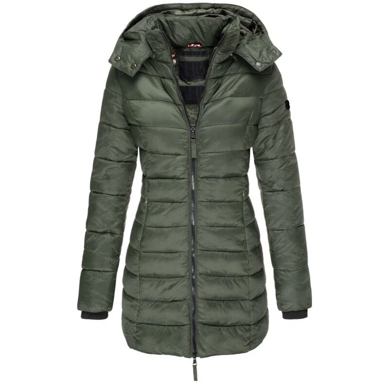 Women's Quilted Down Jacket – Warm Green Jacket for Winter Fashion