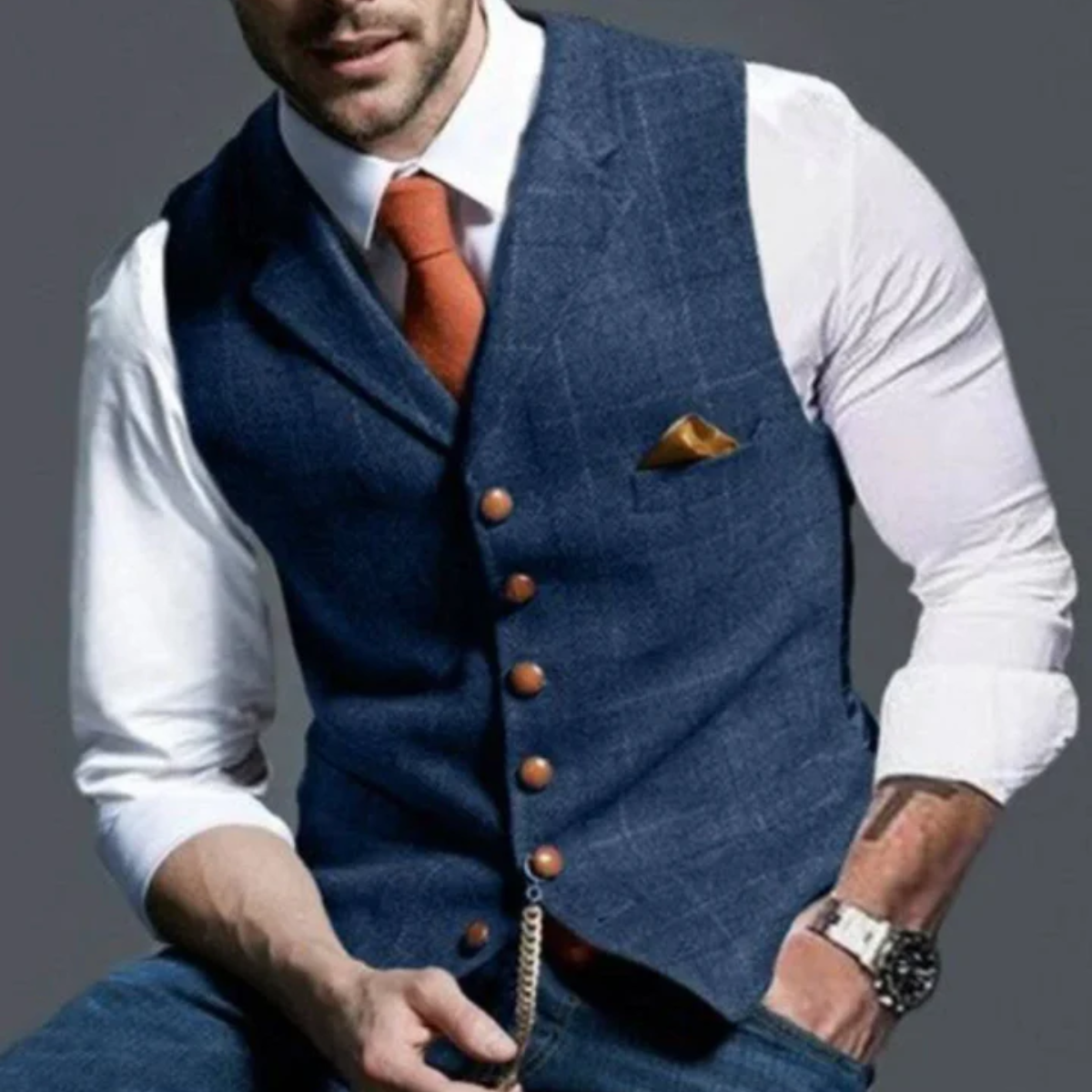 Men's Sleeveless Waistcoat – Stylish Short Vest for Formal and Casual Wear