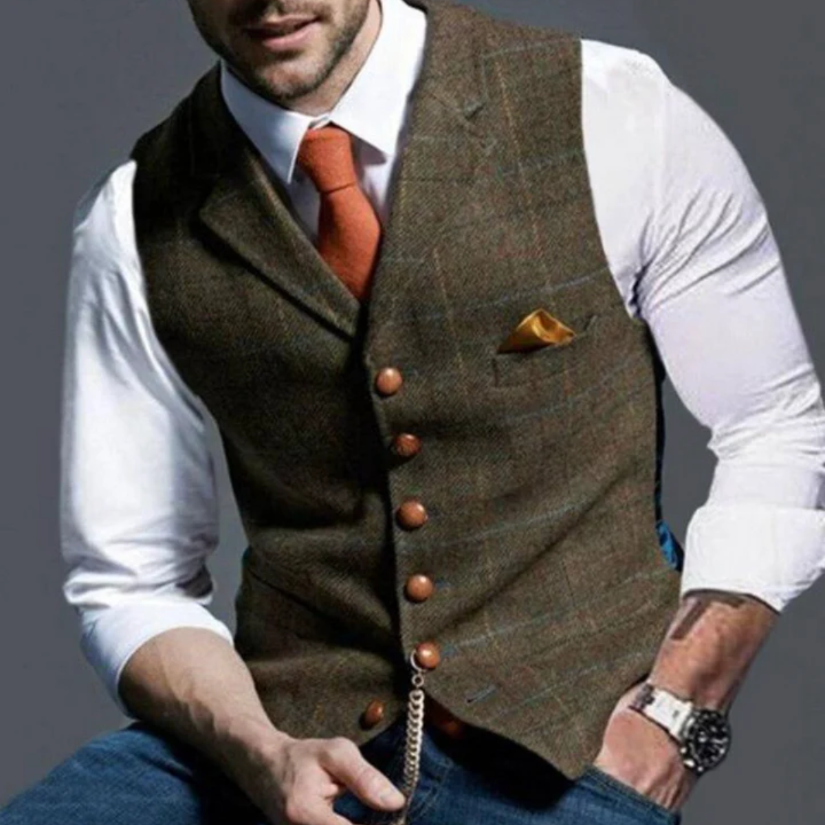 Men's Sleeveless Waistcoat – Stylish Short Vest for Formal and Casual Wear