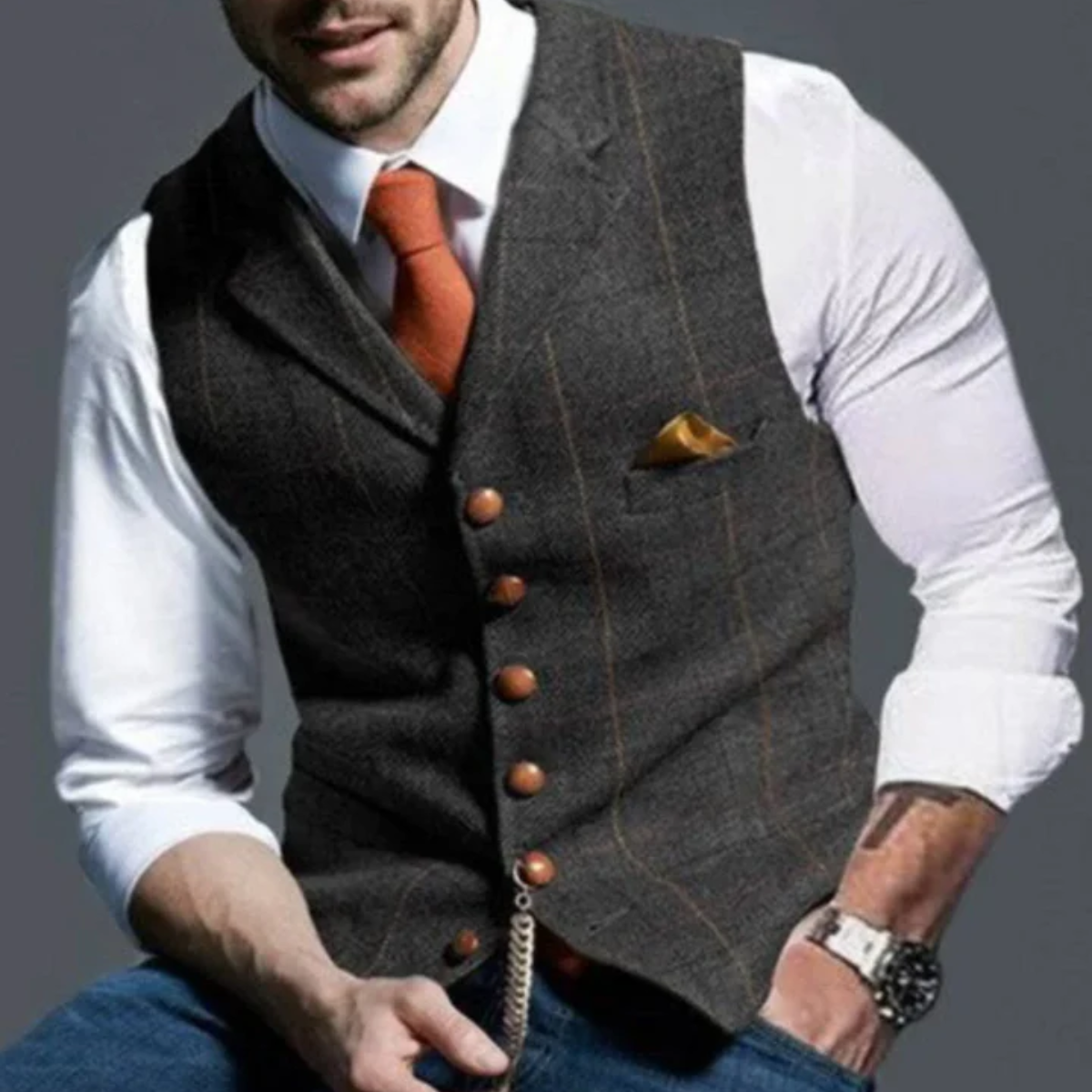 Men's Sleeveless Waistcoat – Stylish Short Vest for Formal and Casual Wear