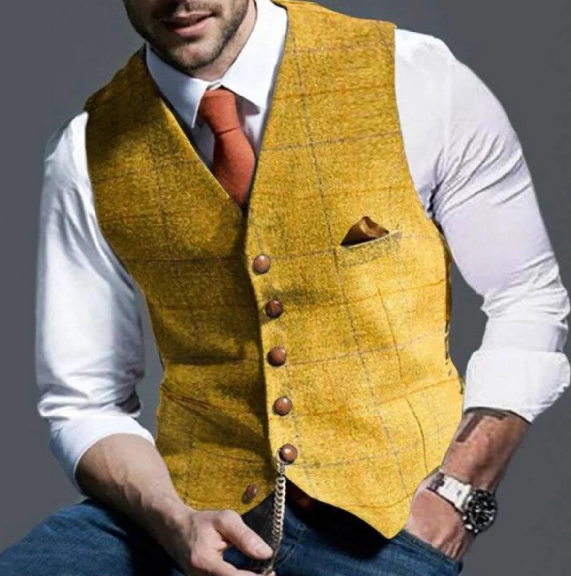 Men's Waistcoat Sleeveless – Stylish Suit Vest for Formal Occasions