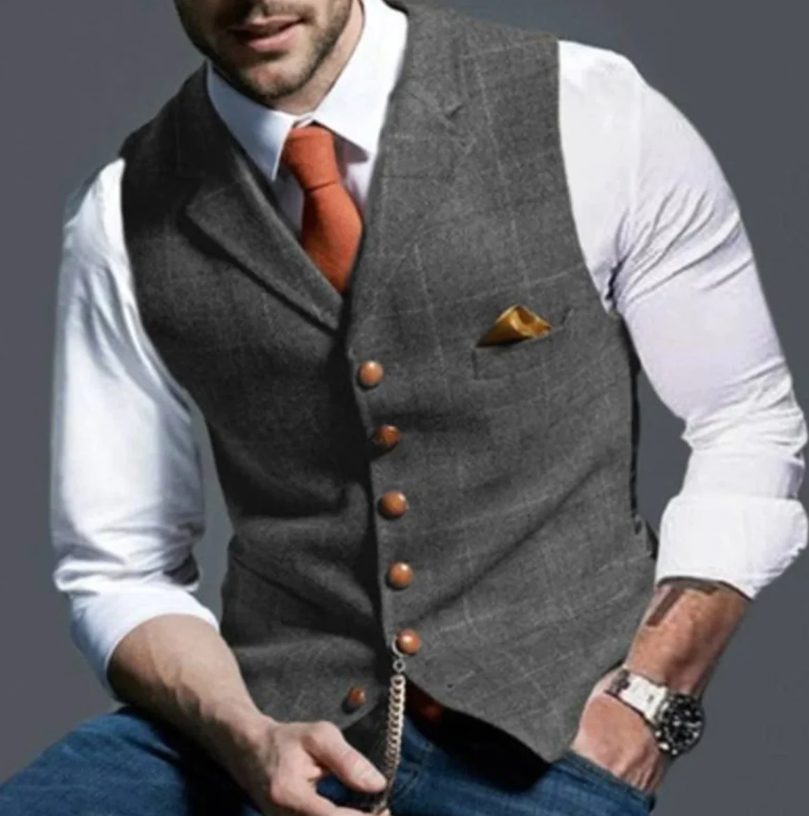 Men's Waistcoat Sleeveless – Stylish Suit Vest for Formal Occasions