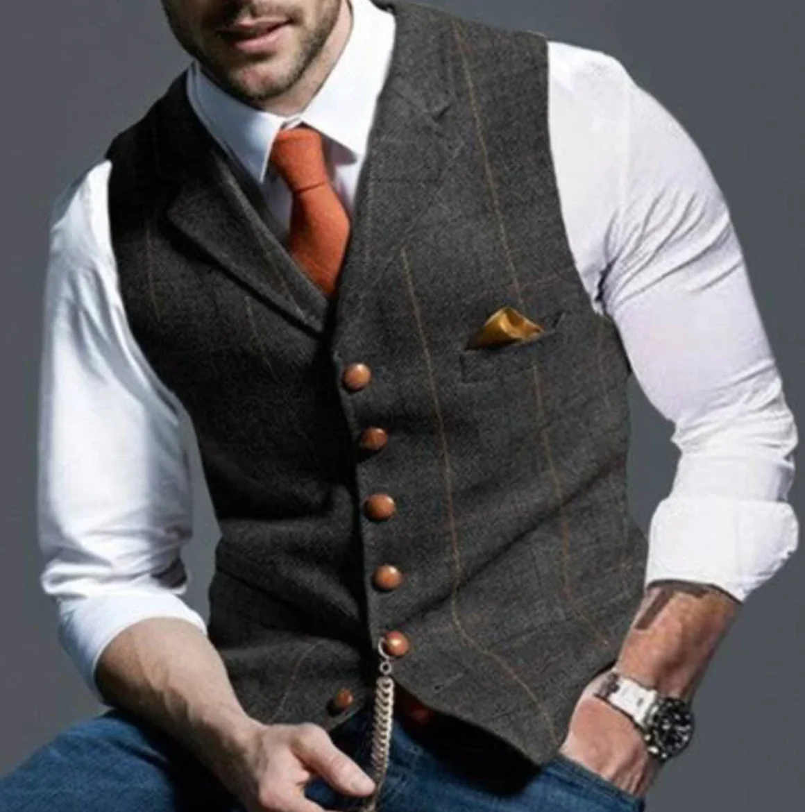 Men's Waistcoat Sleeveless – Stylish Suit Vest for Formal Occasions