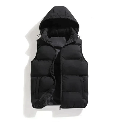 Men's Padded Gilet with Hood – Sleeveless Insulated Vest for Outdoor Activities