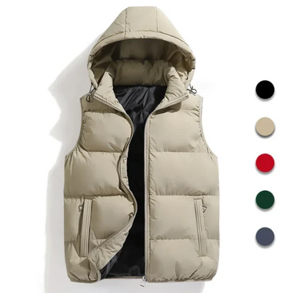 Men's Padded Gilet with Hood – Sleeveless Insulated Vest for Outdoor Activities