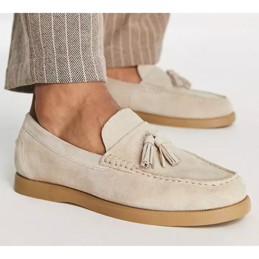 Men's Moccasins Beige – Comfortable Suede Slip-On Shoes for Casual Wear